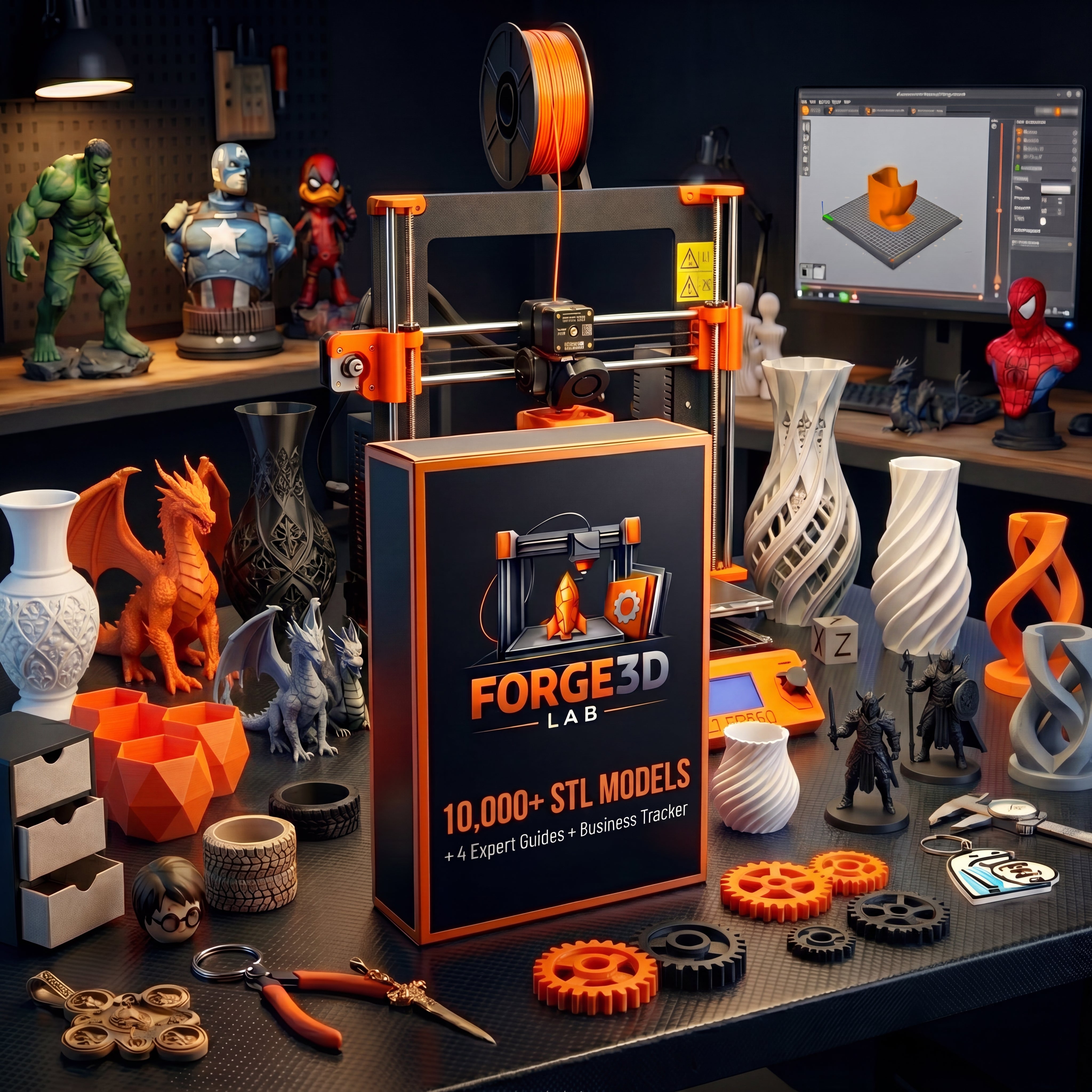 Forge3D Lab — 10.000+ STL Models + 4 Expert Guides + Business Tracker