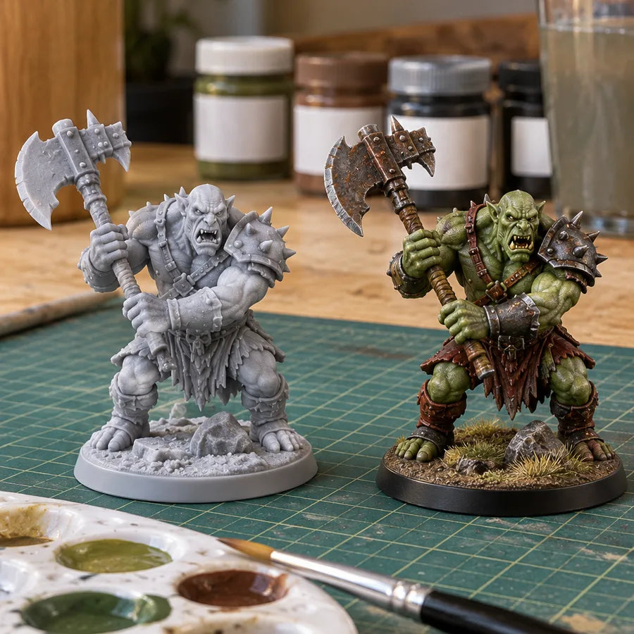 The same orc: fresh grey print and painted